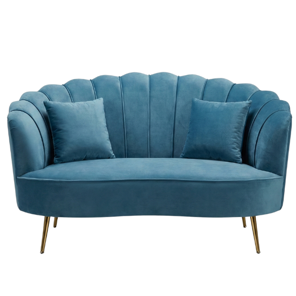 FrontEnd-600-x-600-px-63.png Blue Velvet Shell 2-Seater Sofa with Gold Legs