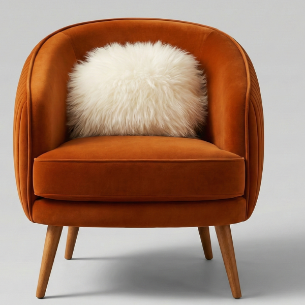 Burnt Orange Velvet Tub Chair