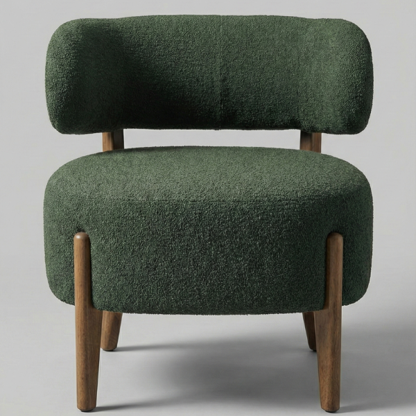 The Lilian - Forest Green Bouclé Accent Chair