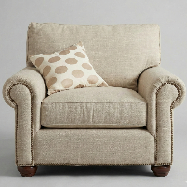 The Sobukwe - Beige Linen Studded Armchair