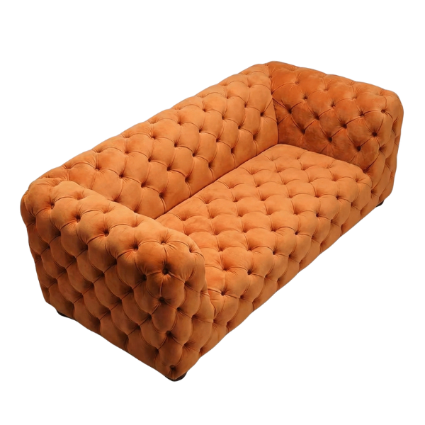 The Madikizela - Orange Deep Buttoned Chesterfield Velvet Sofa
