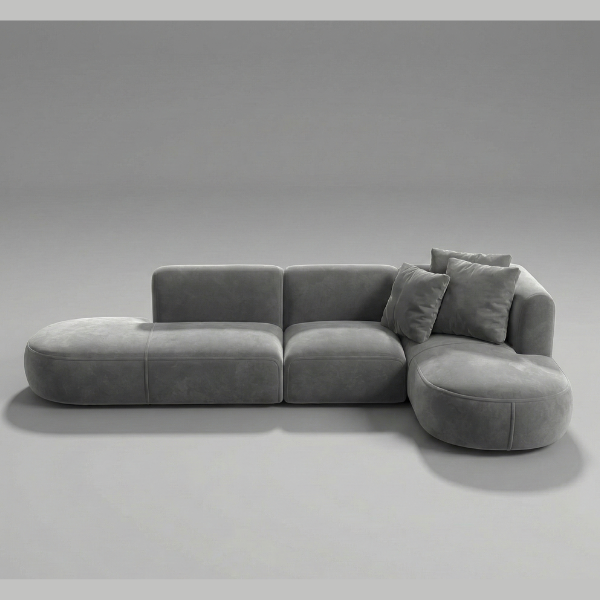 The Slovo - Grey Velvet Curved Modular Sectional Sofa