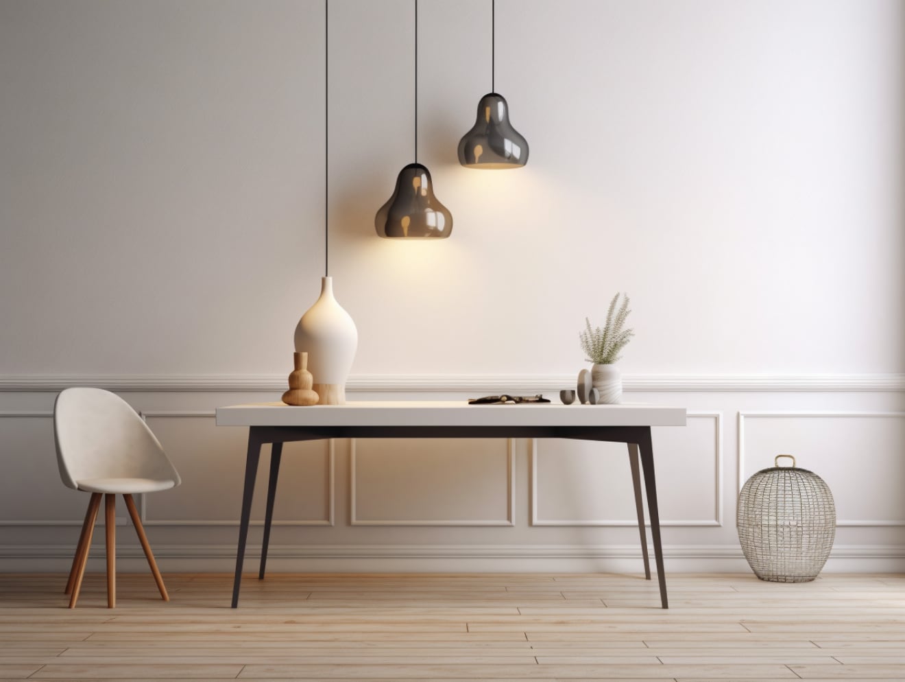 Modern Dining Table with Pendant Lights